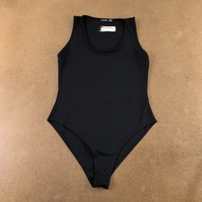 Boohoo Women's Size 12 Petite Black Rib Knit Sleeveless Scoop Neck Bodysuit NWT