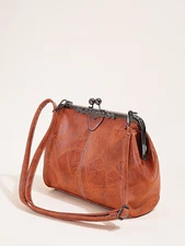 Ladies Soft Retro Leather Large Capacity Kiss Lock Portable Shoulder Crossbody W