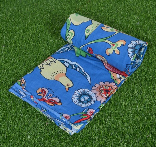 Indian Cotton Fabric 5 Yard Block Bird Print Loose Blue Running Craft - Bild 3 von 5