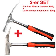 2er SET Latthammer Berliner Maurerhammer 600g Dachdecker Zimmermann Stahlstiel