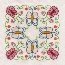 Butterflies & Flowers Quilting Blocks, Machine Embroidered, 10 Designs 12 square