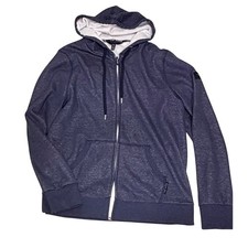 Ted Baker London Mens XL Full Zip Hoodie Sweatshirt Blue Heathered Cotton Blend