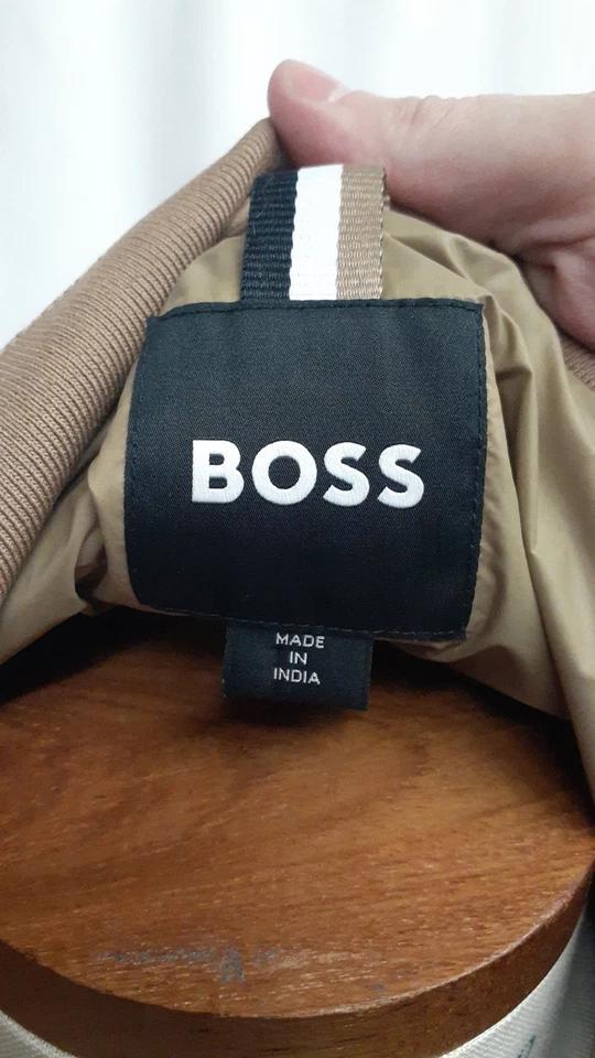NEW Hugo Boss Mingdale Mixed Media Goat Suede Leather Bomber Jacket TAN US 40 R - Image 3 of 4