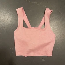Alo Bra Womens Small Pink Yoga Alosoft Ribbed Chic Tank Athleisure