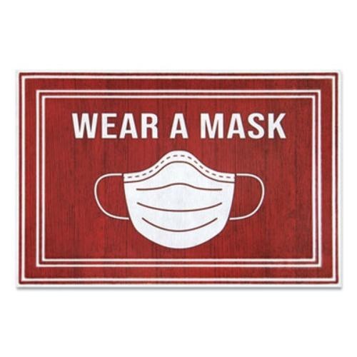 Apache Mills 3984528842X3 Message Floor Mats, 24 X 36, Red/white, "wear A Mask"
