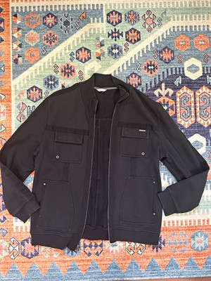 Calvin Klein Men's Black Bomber Jacket Full Zip Stand-Up Collar Short Sz XL