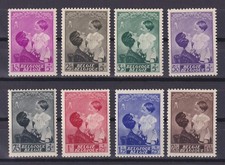 BELGIUM 1937, Sc #B189-B196, CV $45, Queen Astrid & Prince Baudouin, MNH