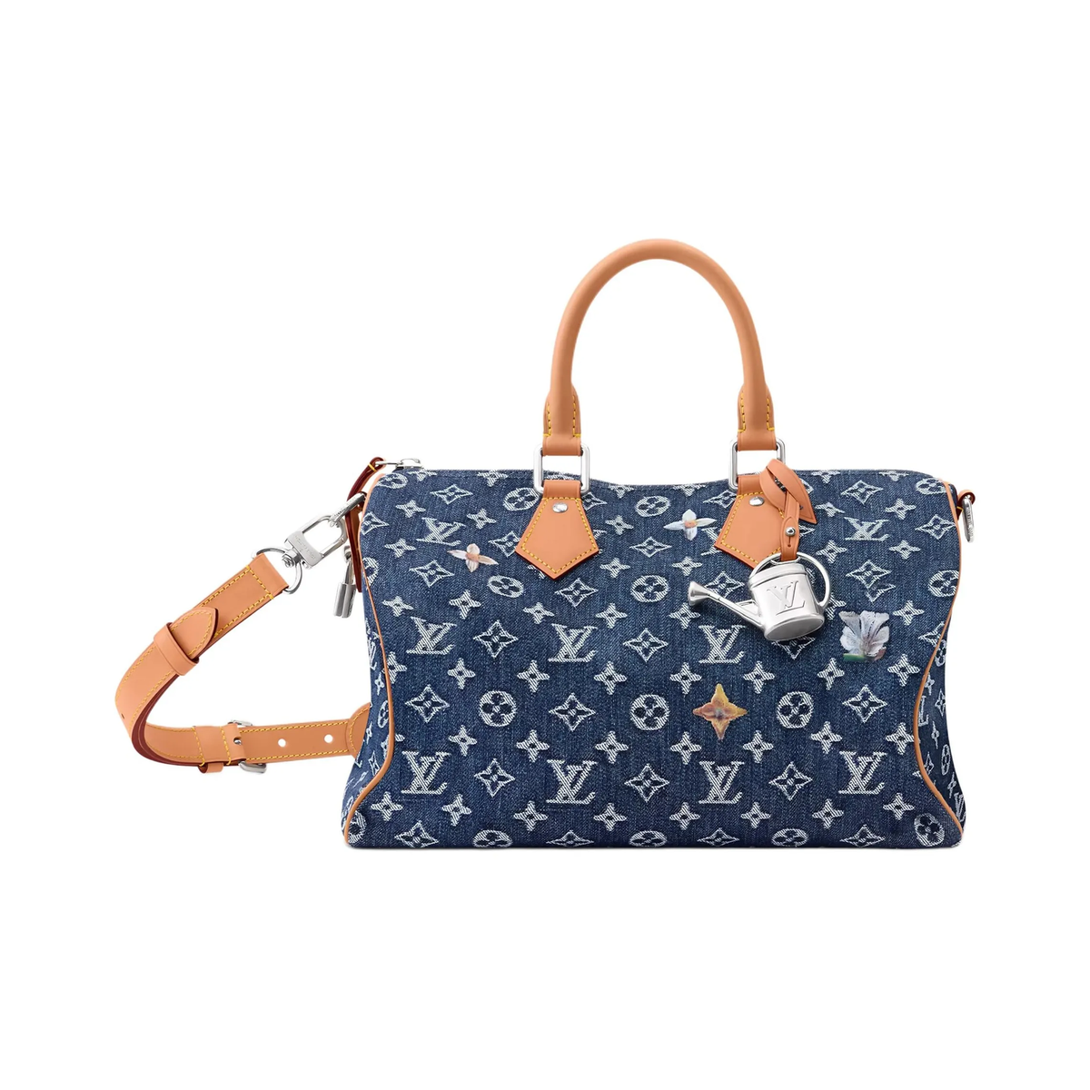 LOUIS VUITTON Speedy 30 Monogram Shoulder Bag Blue 13.4x7.5x8.7 in