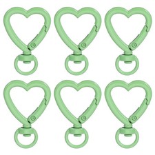 6Pcs Heart Shape Swivel Buckles Zinc Alloy Hanging Keychain Green