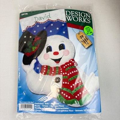 Felt Stocking Kit Snowman With Hat Design Works #5078 Christmas Holiday DIY NIP