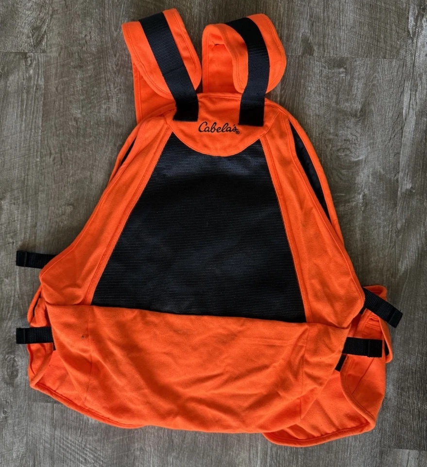 Cabela’s Blaze Orange Hunting Vest Mens L/XL Rear Game Bag Pockets - Image 4 of 4