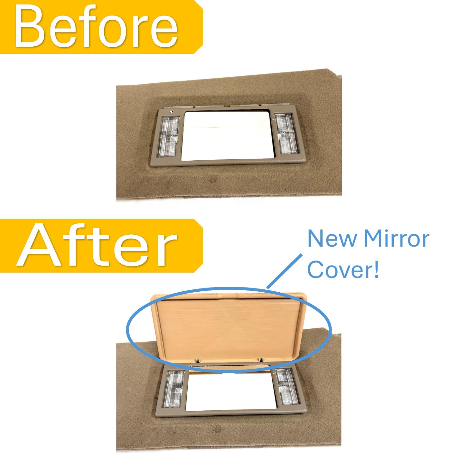 Sun Visor Repair 1995-2000 Suburban Tahoe Vanity Mirror Cover Lid Set Pair TAN