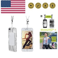 Cell Phone Lanyard - Universal Neck Phone Holder w/Card Pocket and Silicone N...