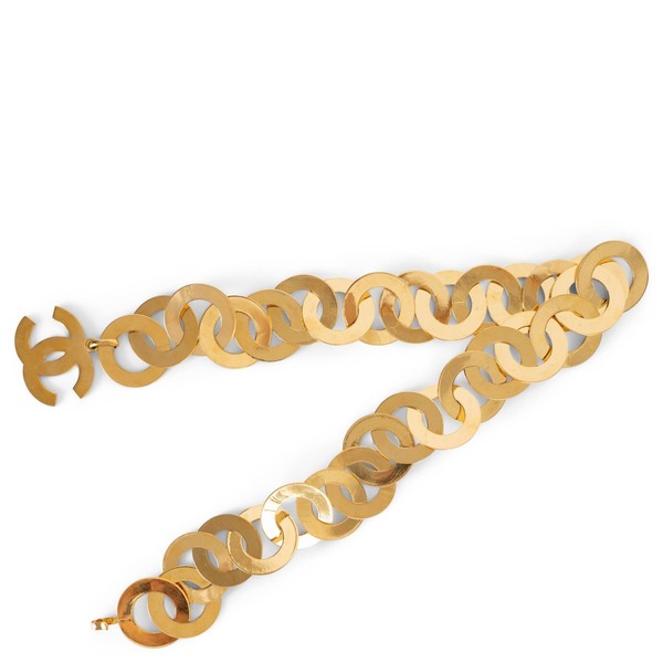 72832 Authentic Chanel Gold-Tone Metal 91A Lockable Ring Chain Belt OZ