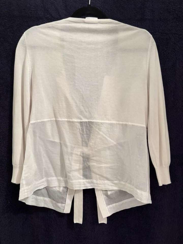 NWOT TSE lightweight 3/4 sleeve white tie-front cardigan - large - Image 3 of 4