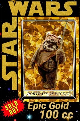 Topps Star Wars Card Trader Chrome Sapphire RoTJ 100cc Gold   Portrait of Wicket
