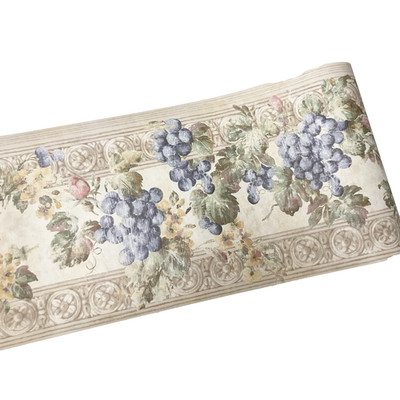 Tuscan Blue Grape Vine Architectural Molding Distressed Wallpaper Border 10.25''W
