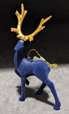 New Blue Flocked Reindeer Christmas Ornament, NWT  Mix  Match 5 Ships All 