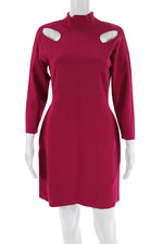 Stella McCartney Womens 3/4 Sleeve Cut Out Mock Neck Sheath Dress Pink IT 46