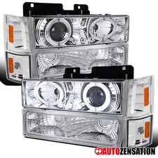 Fit 1994-1998 Gmc Ck Sierra Yukon Led Halo Projector Headlightscornerbumper Fit 1994-1998 Gmc Ck Sierra Yukon Led Halo Projector Headlightscornerbumper
