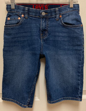 Levi's Boys 511 Slim Fit Blue Stretch Denim Bermuda Shorts-Waist Tabs Size 14 