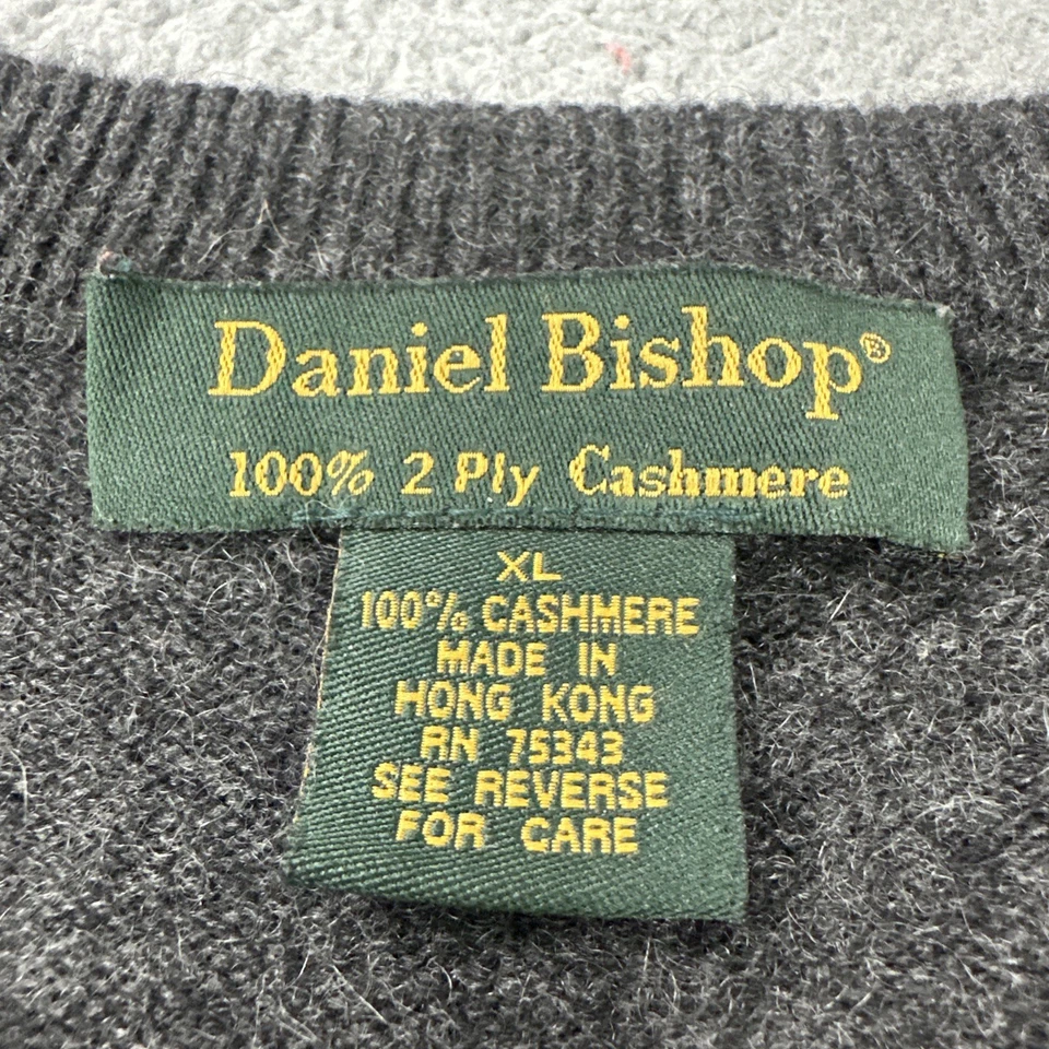 Suéter Daniel Bishop 100 % cachemir para hombre XL gris oscuro cuello en V suéter de lujo Foto 2 de 4