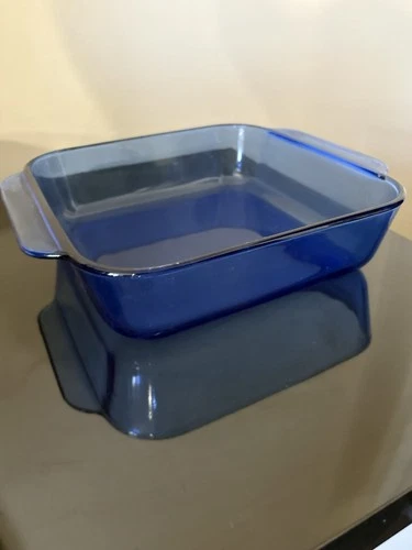 Pyrex Cobalt Blue Baking Dish 2 Qt 8x8x2 USA 222 Vintage Glass Casserole Pan