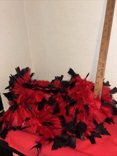 72" Red/Black Feather Boa Dance Party Costume Vintage 