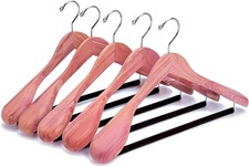 Wooden Suit Coat Hangers Broad End Trouser Bar Non Slip Wood Garments Hanger UK