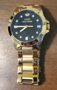 Authentic Preowned Juicy Couture Watch Stella Crown Pave Gold Plated Bracelet