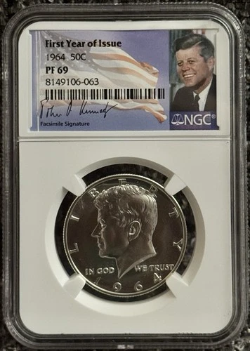 1964 NGC PF69 Silver Proof Kennedy Half Dollar JFK Coin 50C 90% FYOI