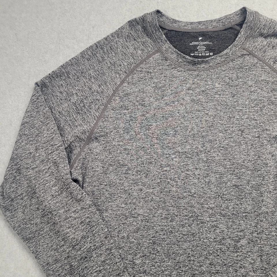 Camiseta de manga larga para hombre Fabletics The Training Day talla grande gris jaspeado gimnasio Foto 2 de 4