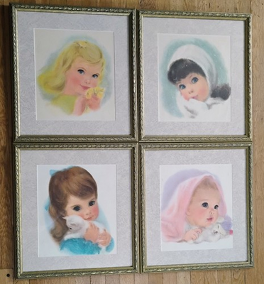 #ad Set of 4 matted amp; framed Northern tissue Francis Hook vintage children prints $75.00