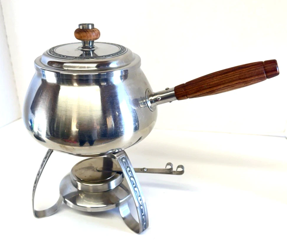 Vtg. Retro MCM New Era Oneida 18/8 Heavy Stainless Steel Fondue Set Pot 2 QT.
Opens in a new window