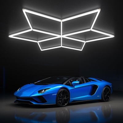 Hexagon Lights for Garage and Basement 6500K Cool White 8910LM, Hexagon Garag...
