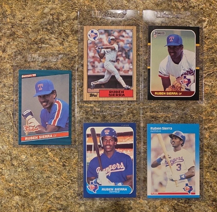 (5) Ruben Sierra 1986 Donruss Rookie card RC Fleer 1987 Topps Rangers Update
