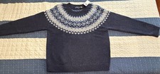 Polo Ralph Lauren Men's Yolk Pattern Crew Neck Sweater XXL 100% Wool Navy Blue