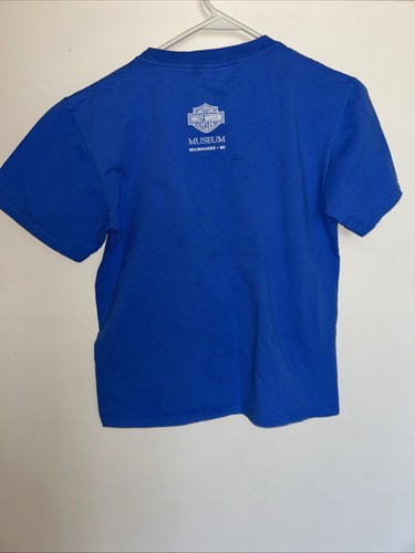 Vintage #1 Harley Davidson Wisconsin Blue Short Sleeve Shirt Size Yth L 14/16 - Picture 3 of 3