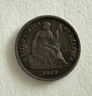1863 Silver Seated Liberty Half Dime  XF Details Rub on Leg; Scarce! Civil War E