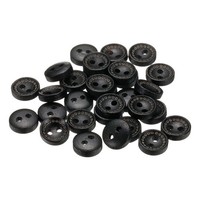 30Stk HolzknöPfe Zum NäHen,10Mm,2 LöCher,Rund,Zum Basteln,FüR Kleidung,Schwarz