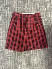 Vintage High Waisted 60  s Red Plaid Shorts