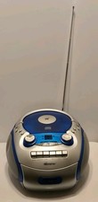 Memorex MP3226 Portable CD Cassette Boombox AM/FM Translucent Blue Tested Read