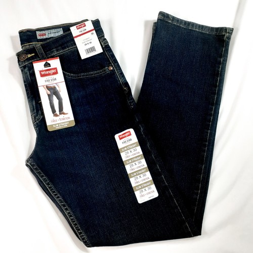 Wrangler Jeans Herren Größe 28x30 Dunkelblau Slim Straight Fit Stretch Denim Neu mit Etikett