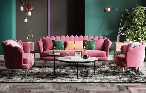 MöBel Sitz Design Couch Lounge Sofas Textil Samt Sofagarnitur 3+2+1 Sitzer Sofa-image