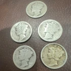 Lot of 5 Mercury Dimes 90% Silver Mint Business Strike