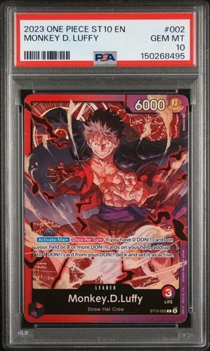 2023 ONE PIECE ULTRA DECK ST10-THE THREE CAPTAINS #002 MONKEY D. LUFFY PSA 10