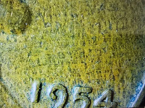 1954 D Lincoln Wheat Cent Woody AU Wood Grain Penny Improper Alloy Mix Error