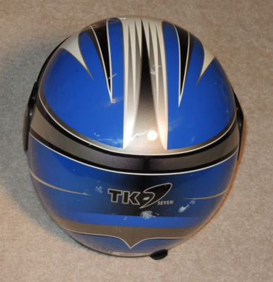 KBC TK-7 Snell DOT M95 Motorcycle Helmet Blue/ White Size XL With