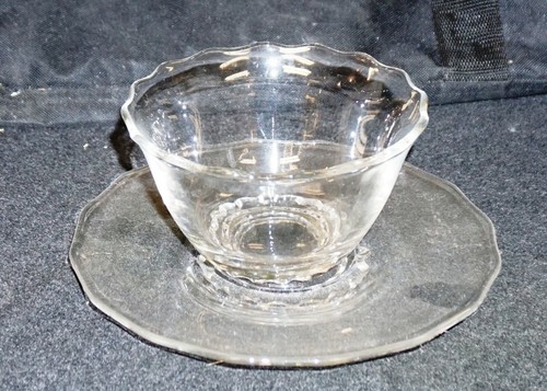Vintage Elegant Fostoria Glass Clear Mayonnaise Bowl with Underplate Excellent ! - Picture 3 of 8