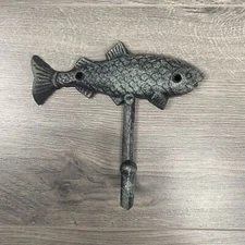 Fish Wall Coat Hook Cast Iron Hanger Hook Towels Man Cave Fisherman Decor